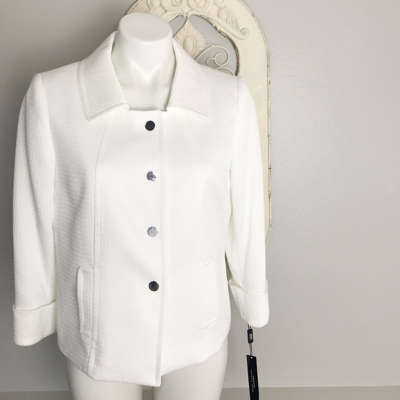 Tahari Jackets & Blazers - Tahari | A. Levine White Tina Snap Button Blazer 8